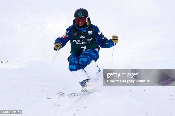 Bradley Wilson of the United States takes a training run for the Men's Moguls during the 2021 Intermountain Healthcare Freestyle International Ski...