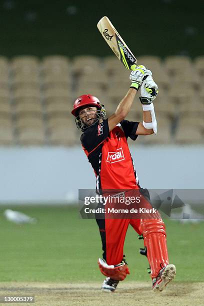 Nathan Lyon of the Redbacks bats during the Ryobi One Day Cup match between the South Australia Redbacks and the Western Australia Warriors at...