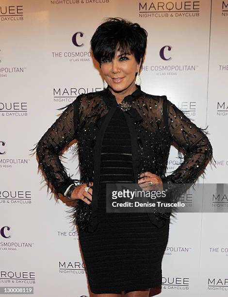 Kris Jenner arrives at her birthday at Marquee Nightclun at the Cosmopolitan on October 22, 2011 in Las Vegas, Nevada.