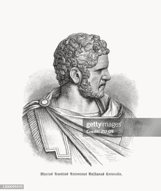 roman emperor caracalla (188-217), wood engraving, published in 1893 - emperor stock illustrations