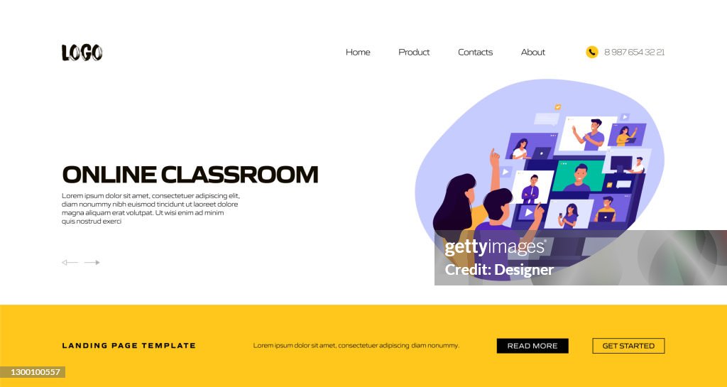 Online Classroom Concept Vector Illustratie voor bestemmingspagina sjabloon, website banner, reclame en marketing materiaal, online reclame, zakelijke presentatie etc.