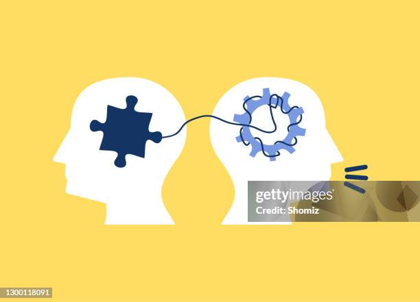 thinking process - brain tech logo stock illustrations