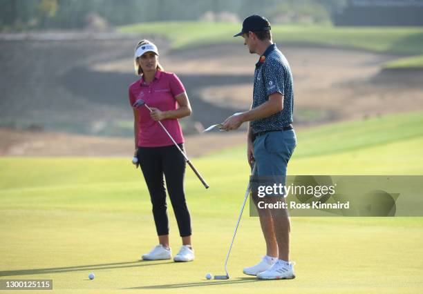 Justen Rose of England and Amy Boulden of Wales in action during the pro-am event prior to the Saudi International powered by SoftBank Investment...