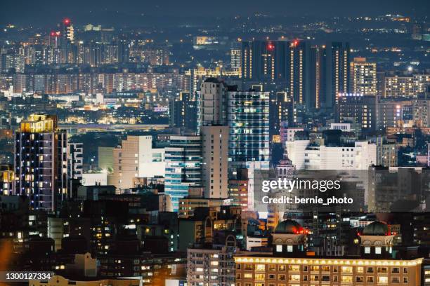 modern city night view - taoyuan city stock pictures, royalty-free photos & images