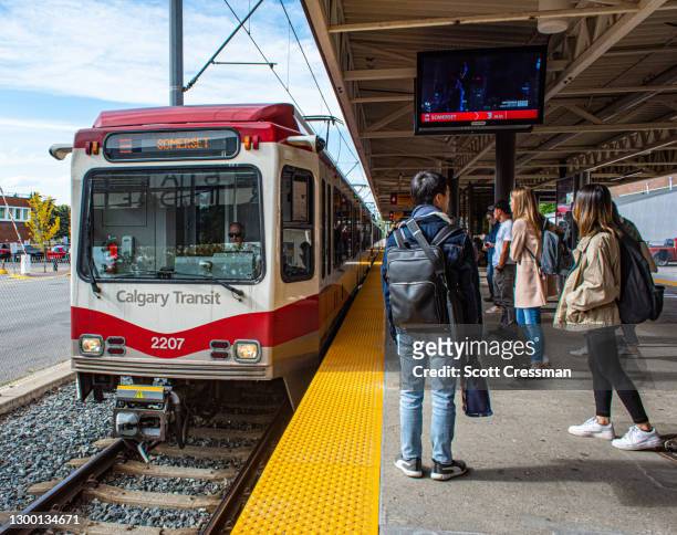 waiting for the c-train - scott cressman stock pictures, royalty-free photos & images