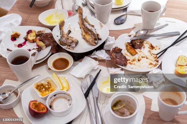 leftovers of buffet - dirty plate stock pictures, royalty-free photos & images