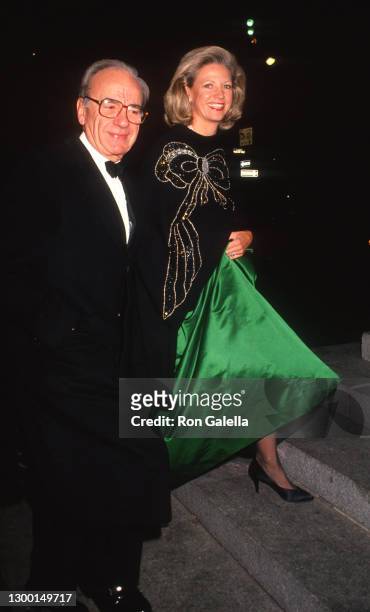 Rupert Murdoch and Anna Murdoch attend Gala Honoring Gianni Agnelli at the Metropolitan Museum of Art in New York City on October 29, 1991.