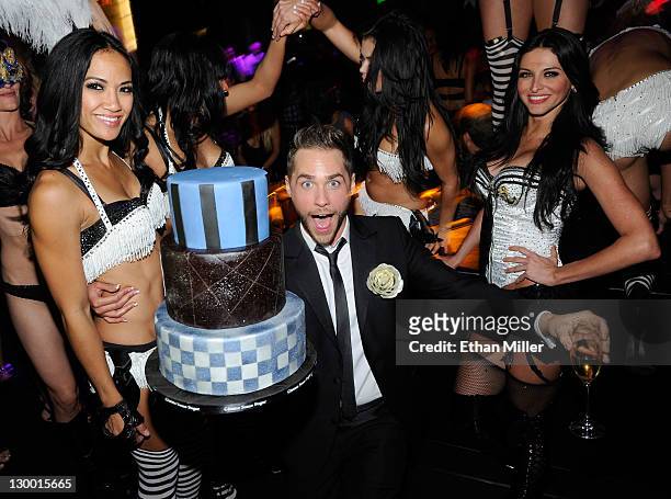 Singer and television personality Josh Strickland and members of the Las Vegas Pussycat Dolls celebrate Strickland's 28th birthday at the Gallery...