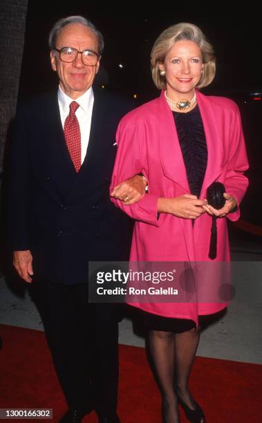 Rupert Murdoch and Anna Murdoch attend "Hoffa" Premiere at the Academy Theater in Beverly Hills, California on December 11, 1992.