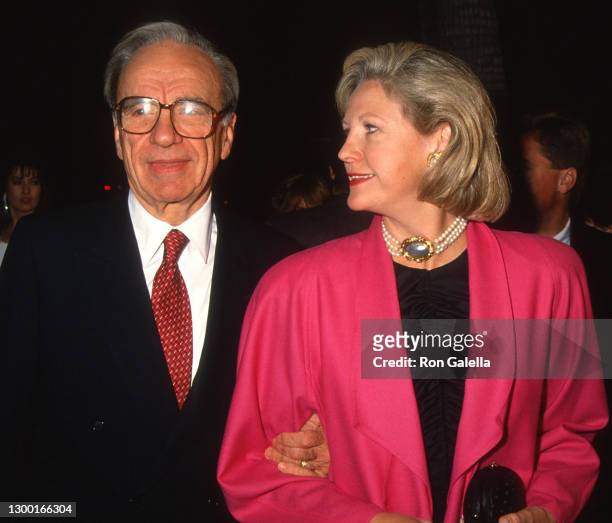 Rupert Murdoch and Anna Murdoch attend "Hoffa" Premiere at the Academy Theater in Beverly Hills, California on December 11, 1992.