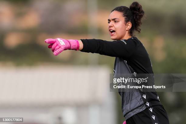 Maria Lopez of Levante UD gestures during the Spanish Women's League, Primera Iberdrola, football match played between Levante UD and FC Barcelona at...