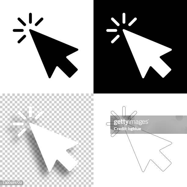 klicken. symbol für design. leere, weiße und schwarze hintergründe - liniensymbol - maus stock-grafiken, -clipart, -cartoons und -symbole