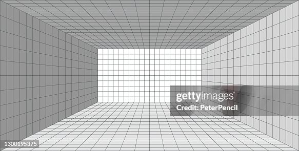 Perspective 3d Grid Room Screen Graph Paper Sheet Texture Template