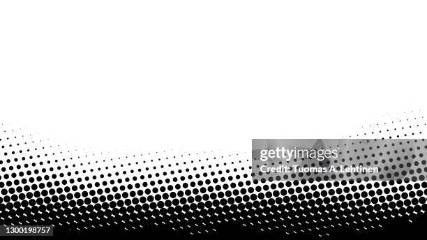 black abstract dotted halftone background with copy space. - halftone stockfoto's en -beelden