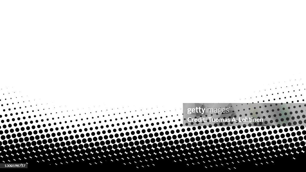 Black abstract dotted halftone background with copy space.