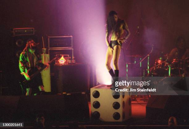 Marilyn Manson performs a simulated sex act at the Roy Wilkins Auditorium in St. Paul, Minnesota on September 5, 1994.