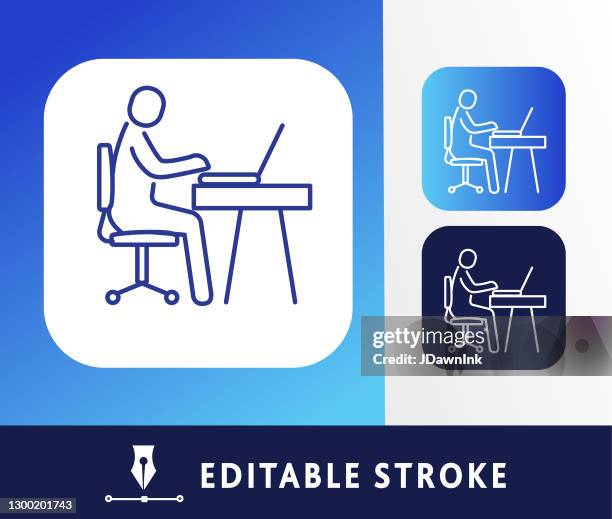 business working at home concept thin line style icon - editable stroke - work from home headset stock illustrations