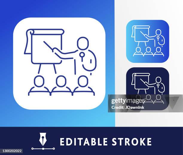 business team meetings thin line style icon - editable stroke - train icon editable stock illustrations