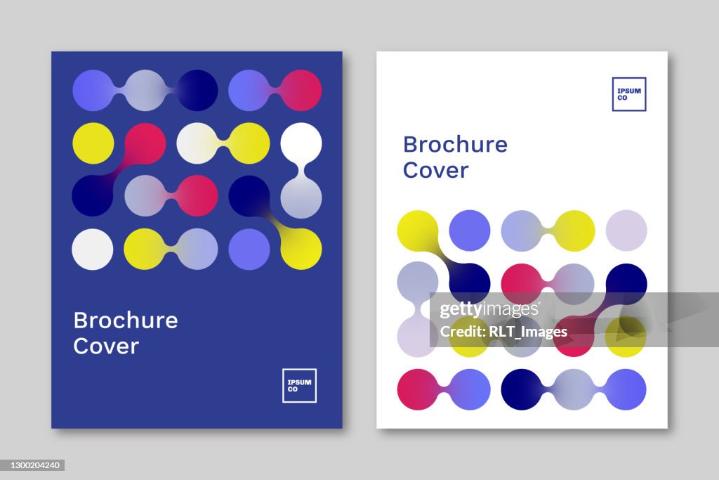 Ensemble de dispositions de conception de couverture de brochure avec des graphiques géométriques abstraits de lien