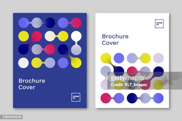 stockillustraties, clipart, cartoons en iconen met reeks brochureomslagontwerplay-outs met abstracte geometrische koppelingsafbeeldingen - brochure
