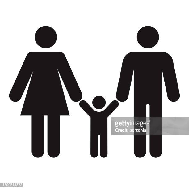family washroom accessibility icon - family with one child stock illustrations