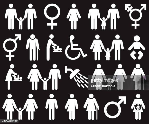 washroom accessibility icon set - restroom sign stock illustrations