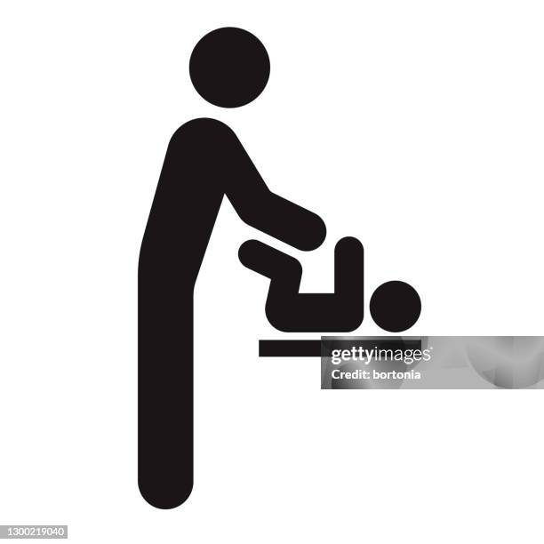 stockillustraties, clipart, cartoons en iconen met baby veranderende station washroom toegankelijkheid pictogram - nappy change