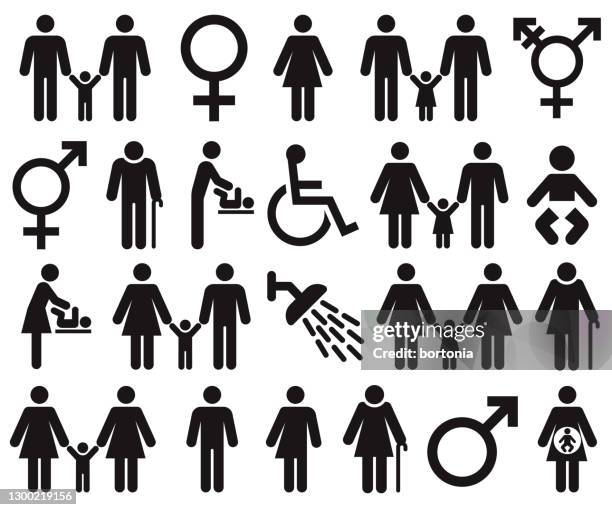 washroom accessibility icon set - wheelchair access stock illustrations
