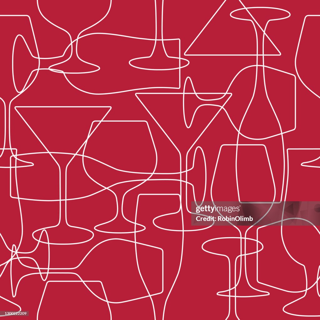 Outline Cocktail Glasses Seamless Pattern