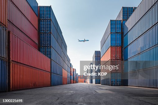 Container Cargo Port Ship Yard Storage Handling of Logistic Transportation Industry. Row of Stacking Containers of Freight Import/Export Distribution Warehouse. Shipping Logistics Transport Industrial Container Cargo Port Ship Yard Storage Handling of Logistic Transportation Industry. Row of Stacking Containers of Freight Import/Export Distribution Warehouse. Shipping Logistics Transport Industrial