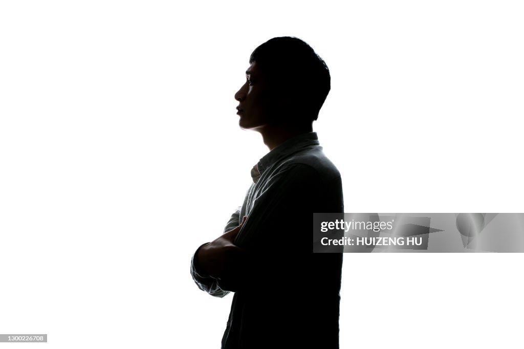 Male portrait silhouette, Thinking man