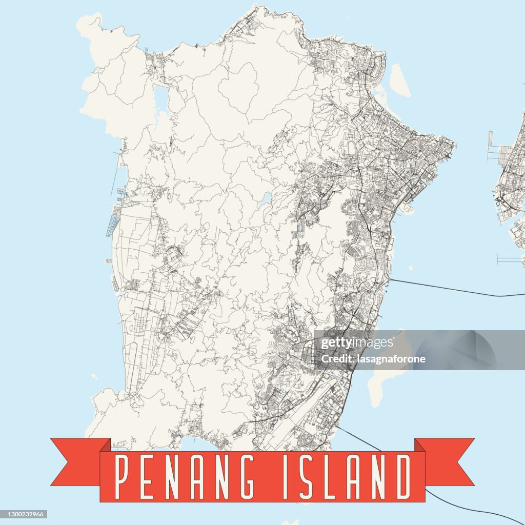 Karte von Penang Island, Malaysia Vektorkarte