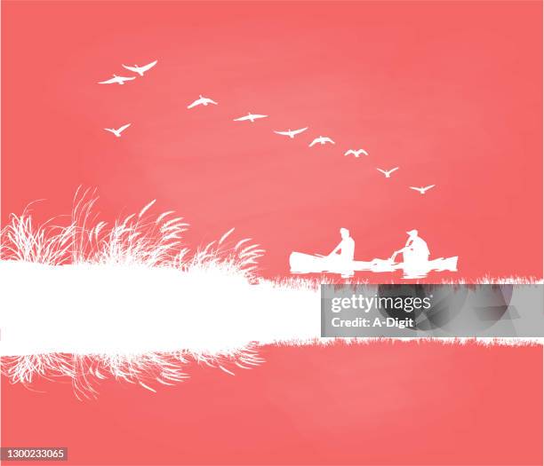 autumn geese flying south chalkboard - red canoe stock illustrations