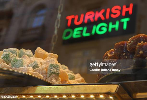 Shop selling Turkish Delight is seen in Istanbul during previews for the WTA Championships 2011 on October 23, 2011 in Istanbul, Turkey.