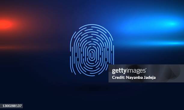 fingerabdruck auf technologiehintergrund - fingerprint stock-grafiken, -clipart, -cartoons und -symbole