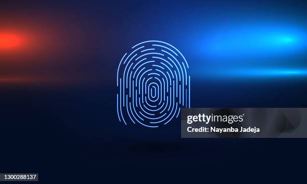 ilustrações de stock, clip art, desenhos animados e ícones de fingerprint on technology background - impressão digital