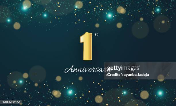 illustrazioni stock, clip art, cartoni animati e icone di tendenza di illustrazione del golden stock di 1 anno - auguri di buon anniversario