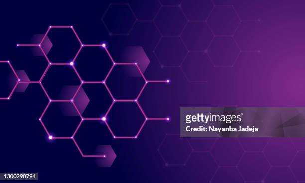 digital technology concept, shiny hexagons background - hexagon stock illustrations