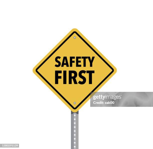 ilustrações de stock, clip art, desenhos animados e ícones de safety first sign isolated on white background - segurança rodoviária