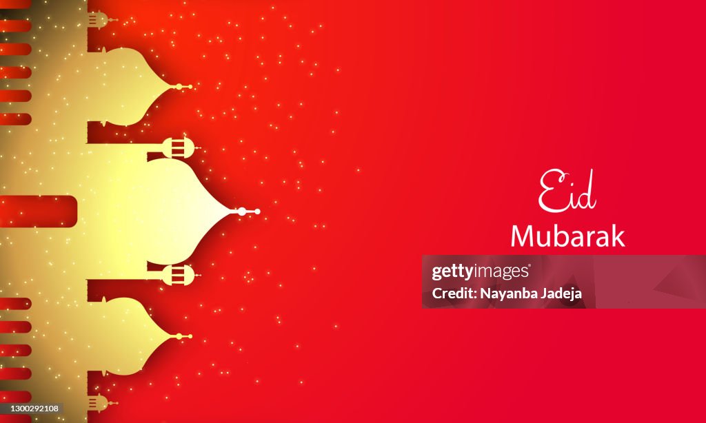 Eid Mubarak on red background stock illustration