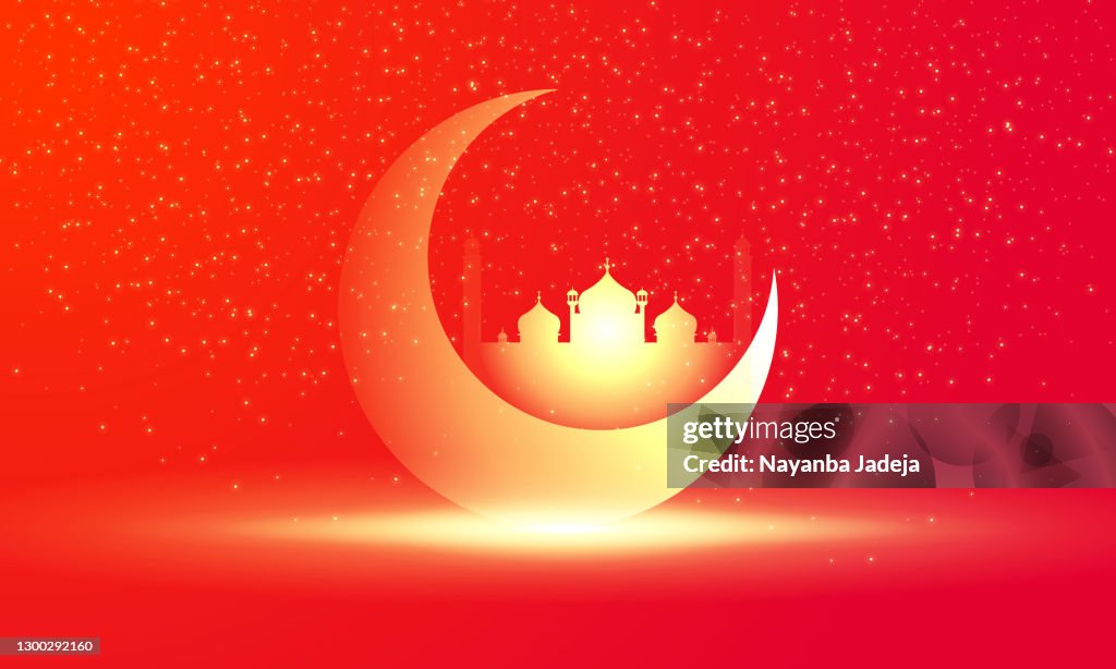 Eid Mubarak on red background stock illustration