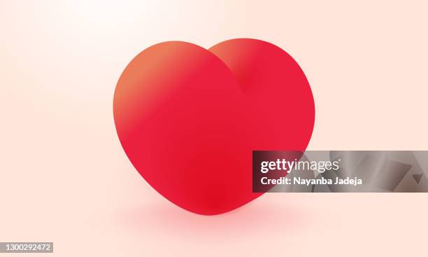 beautiful 3d red hearts on white background - cord cutting stock illustrations