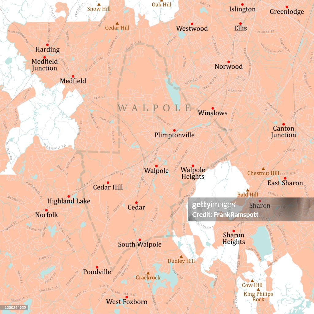 Ma Norfolk Walpole Vector Road Map High-Res Vector Graphic - Getty Images