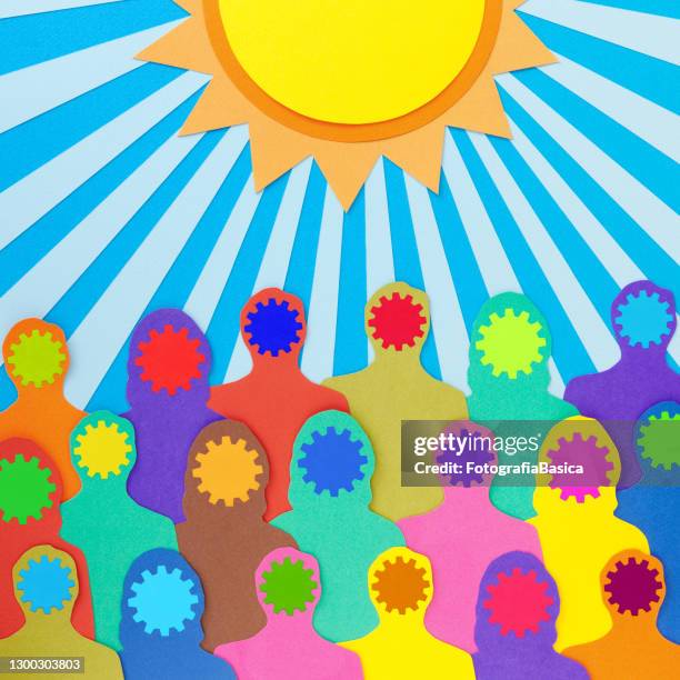 worker crowd - working side by side stock illustrations