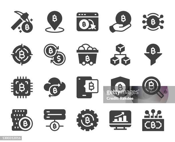 stockillustraties, clipart, cartoons en iconen met cryptocurrency - pictogrammen - bouwplatform