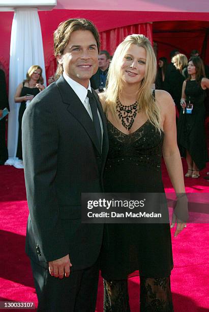 Rob Lowe and Cheryl during 55th Annual Primetime Emmy Awards - Arrivals by MacMedan at The Shrine Theater in Los Angeles, California, United States.