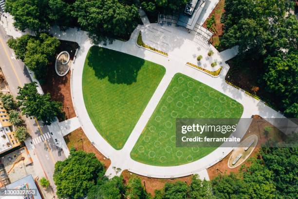 social distance markings in public park - raleigh north carolina stock pictures, royalty-free photos & images