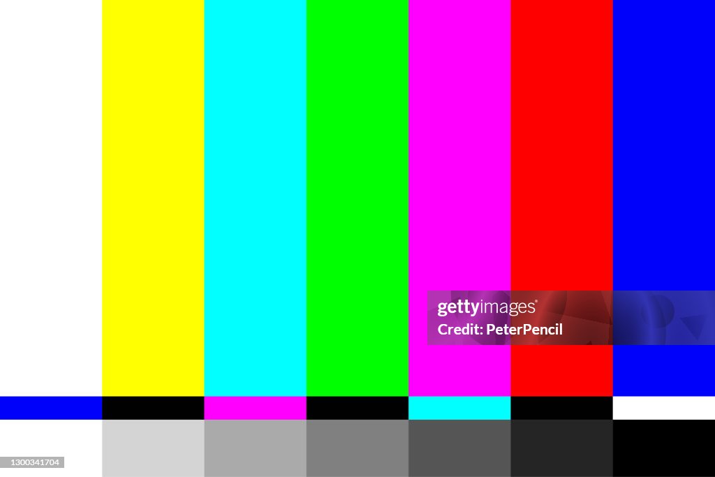 TV-Bildschirm-Test. Tv-Test Muster Streifen. Retro-Stil Bildschirmschoner. Vektor-Illustration