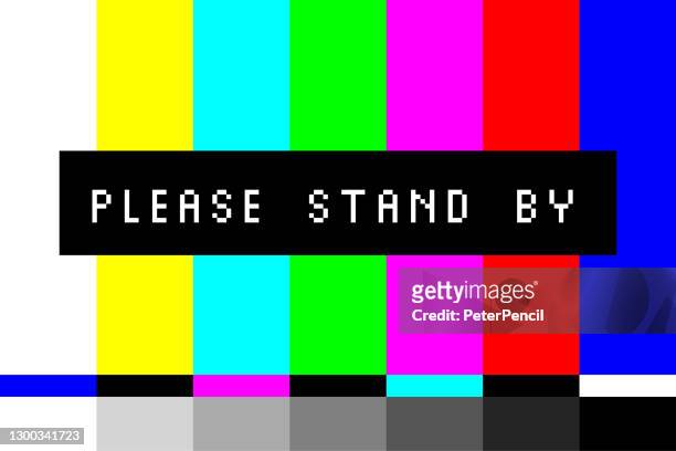 please stand by - tv screen test. television test pattern stripes. retro style screensaver. vector illustration - live broadcast stock illustrations