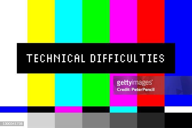 technical difficulties - tv screen test. television test pattern stripes. retro style screensaver. vector illustration - glowing tv stock illustrations